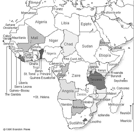 mapa del mundo politico. Mapa político de África