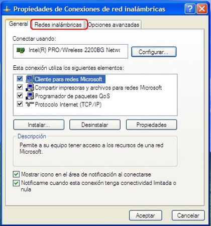 Conexion Wireless Windows Vista