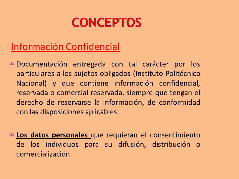 Conceptos información confidencial (Powerpoint