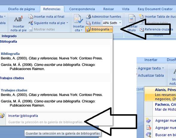 Como insertar bibliografía APA en el software de WORD