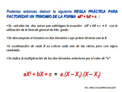 Trinomio De La Forma X2 Bx C Formula General