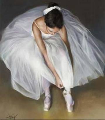 Cuadro de bailarina de ballet clasico del pintor Domingo Alvarez