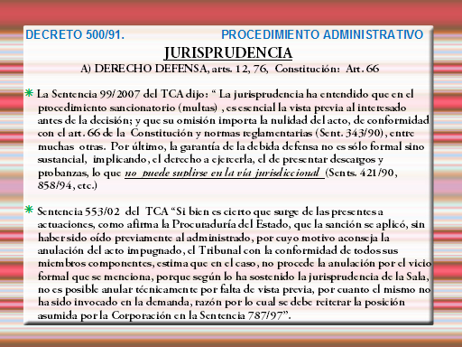 Decreto 500/91, procedimiento administrativo 